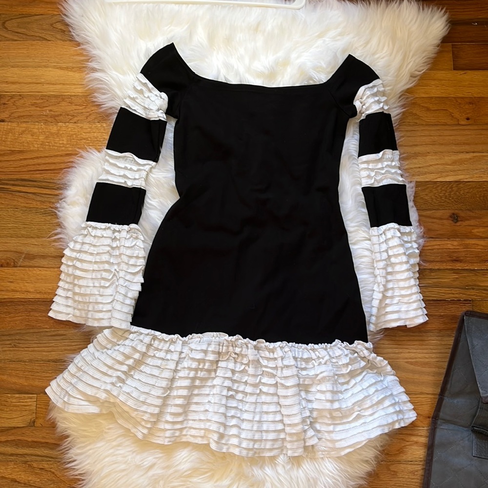 Alexis off the shoulder mini dress with long sleeves. Size small.